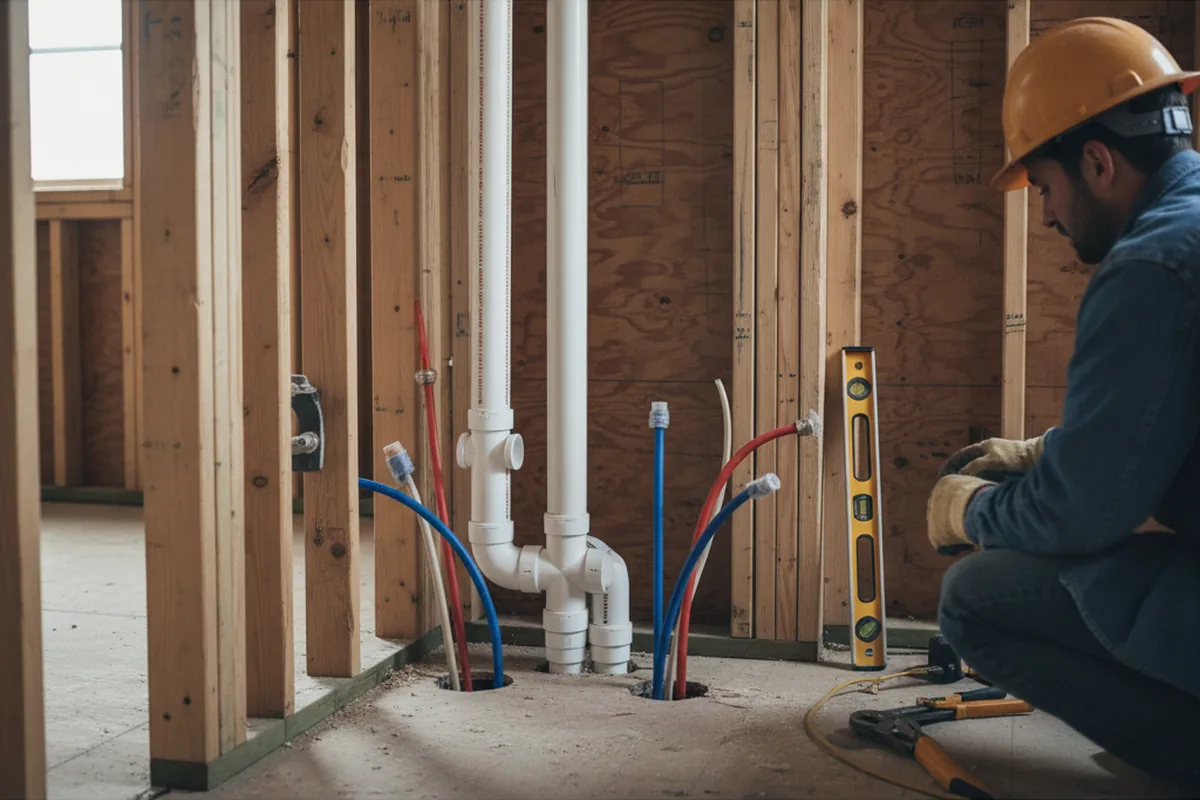 Drain and supply rough-in during Drain Cleaning in Lund