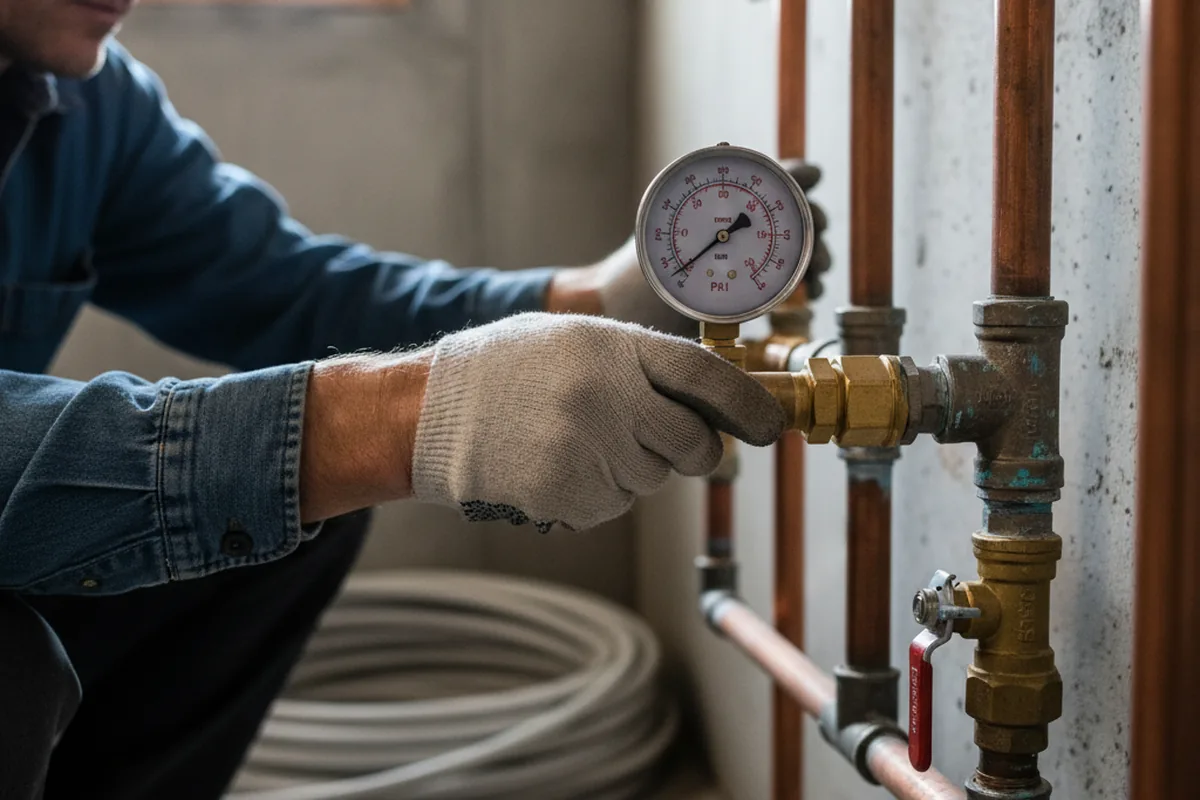 Pressure testing a repaired line during Water Line Repair in Lund